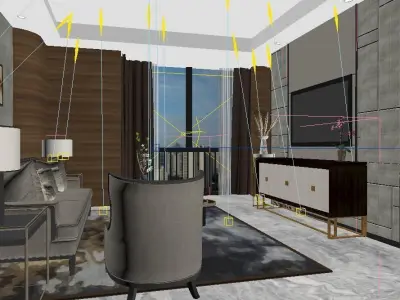 Modern Luxury Hotel Suite Living Room Design 3D model