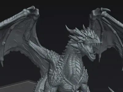 Dragon Wings of Ash  Dark Fantasy Dragon STL Miniature 3D print model