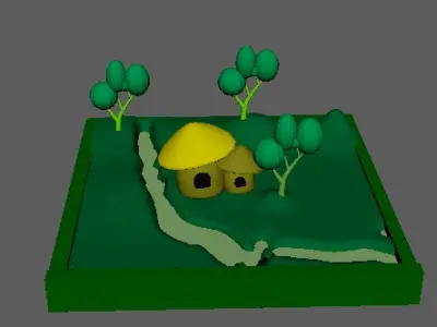 A small environment Low-poly 3D model