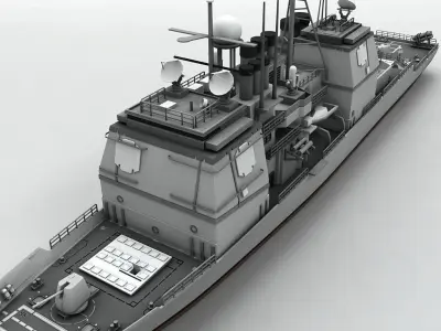 USS Lake Erie  Missile Cruiser Ship Vessel Low-poly 3D model