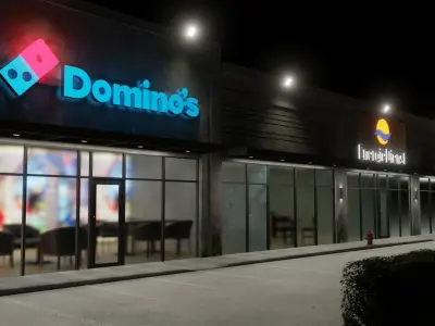 Strip mall shops 3D model