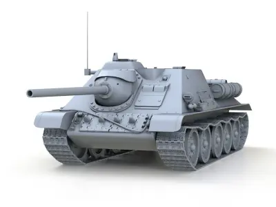 SU-85 - Soviet Self-Propelled Gun  3D model