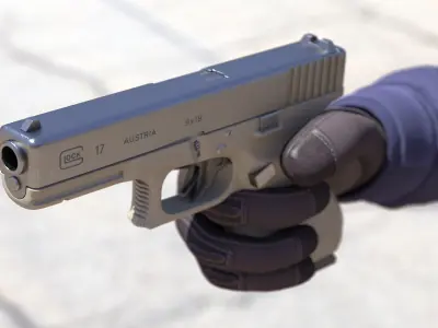 Olive Glock 17 with Magazine 3D model