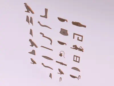 Egyptian Symbols - 002 Low-poly 3D model