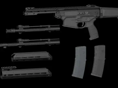 MSBS GROT Assault Rifle Low-poly 3D model