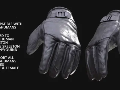 Gloves 41 - All MH Bodies - UE5 Skeletons - Rigged Low-poly 3D model