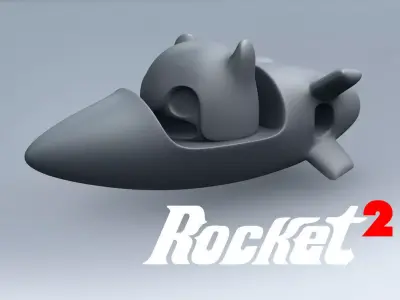 Rocket 2 Cartoon Keychain 3D print model