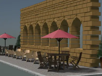 Outdoor cafe 2310 3D model