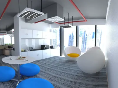 office model modern with furniture 3D model