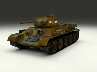 T-34 76 Interior Engine Bay Camo Full 3D model