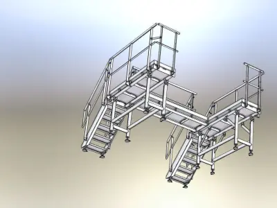 Big Hygienic Stainless Steel platform 3D model