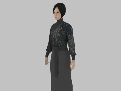 woman in asian clothes Low-poly 3D model