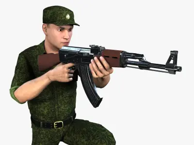 Russian Soldier 3D model Low-poly 3D model