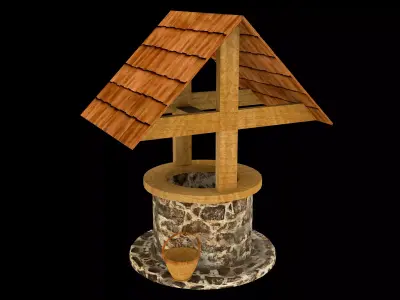 Medieval Well Lowpoly Low-poly 3D model