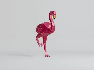 Polygonal Flamingo Low-poly 3D model