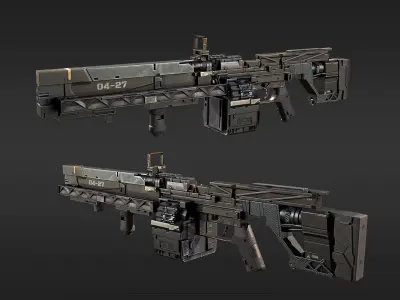 Modular Sci-fi gun Low-poly 3D model