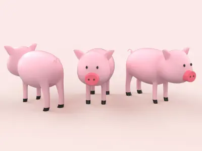 Cartoon Pig Animal Style Cute Low-poly 3D model