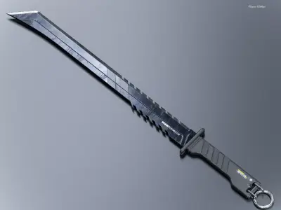 Sci-Fi Katana Sword PBR Low-poly 3D model
