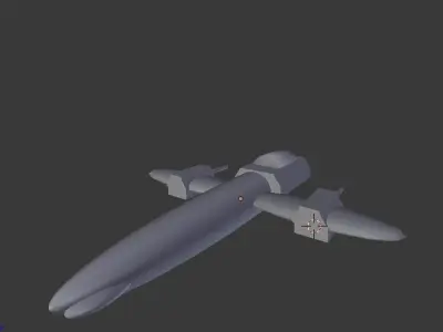 spaceship A-1 jet plane with two propellers 3D model