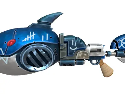 Stylized shark gun Low-poly 3D model