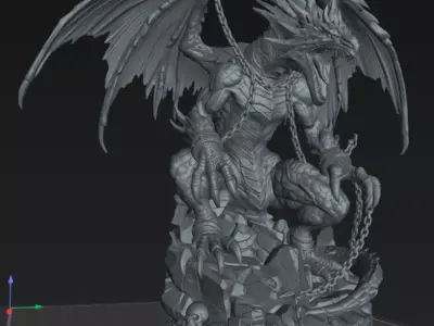Dragon Chained Abyssal Dragon 32mm Dark Fantasy STL Model 3D print model