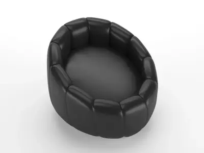 Contemporary Padded Sofa 3D Model - Cozy Rounded Design Free 3D model