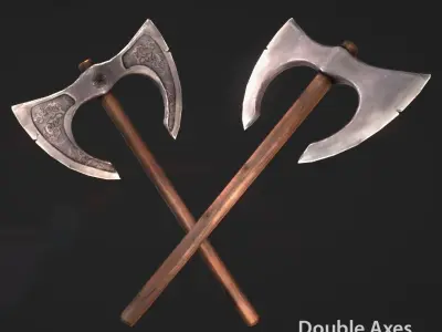 GameReady Medieval Viking Axe Pack Low-poly 3D model