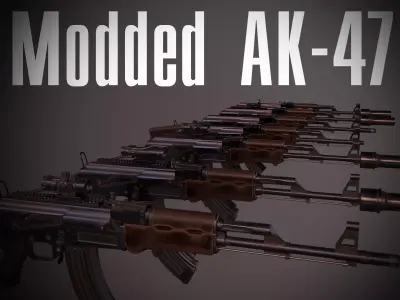 Moddable AK-47 Low-poly 3D model