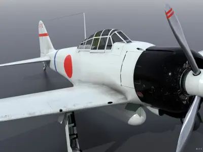 A6M2 Type0 Model11 Serial 3-112 - Rigged Low-poly 3D model