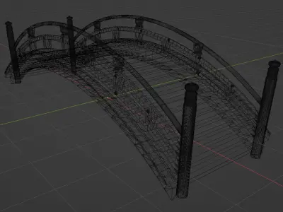 Japanese Bridge Low-poly 3D model