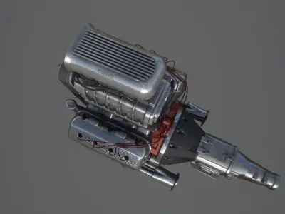 Hemi gasser V8 engine Low-poly 3D model