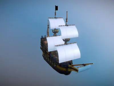 Pirate Ship Destroyer Low-poly 3D model
