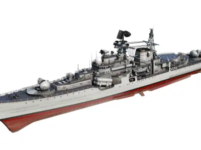 Hangzhou class destroyer DDG136 956EM Sovremenny class destroyer Low-poly 3D model