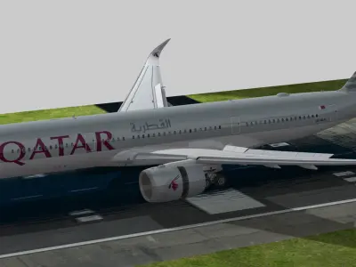 Airbus A350-900 XWB Qatar airways Low-poly 3D model