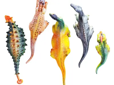 Collection Of Five Dinosaur Toys 3D model