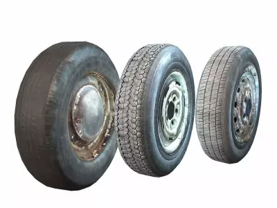 Retro automobile wheels pack da1 Low-poly 3D model