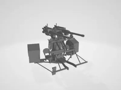 FRENCH WW2 AA GUN X2 Low-poly 3D model