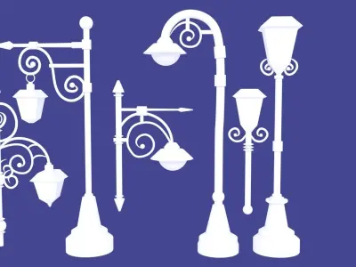 Historic Oakland Iron Street Light pole 3D model