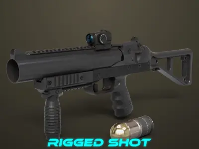 Grenade Launcher 06 Black All PBR Unity UE Textures Low-poly 3D model