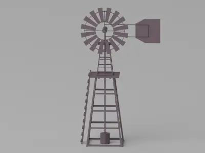 Cartoon Western Windmill 3D model
