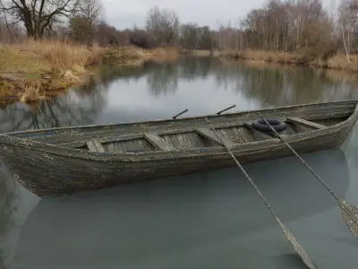 Old Row Boat-Game Ready Low-poly 3D model