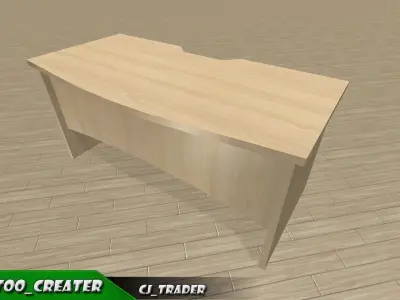 Office reception furniture set low poly 3d model Low-poly 3D model