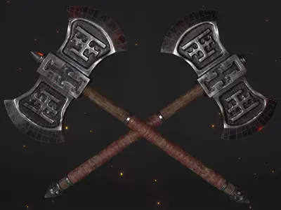 Cult Double-sided Battleaxe Low-poly 3D model