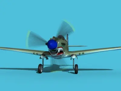 Curtiss P-40B Tomahawk V07 China Flying Tigers 3D model