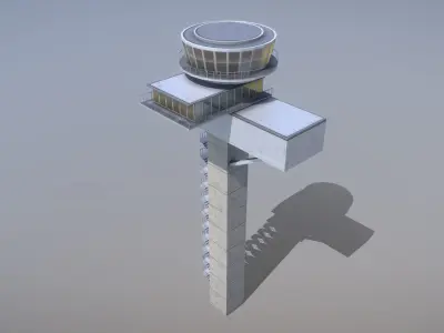 Airport Control Tower EDDF DFS ATC Frankfurt Airport Low-poly 3D model