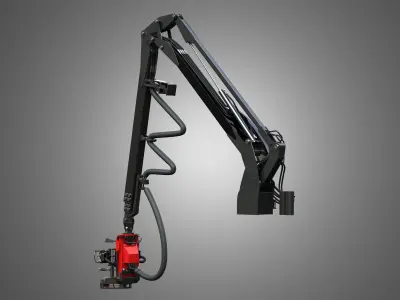 Forwarder Crane Coordinate System with Harvester Head 3D model