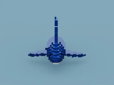 Voxel Shark Low-poly 3D model