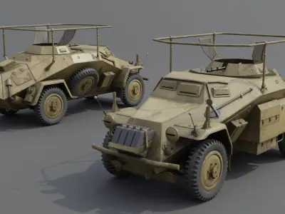 SdKfz 223 Armored car Low-poly 3D model