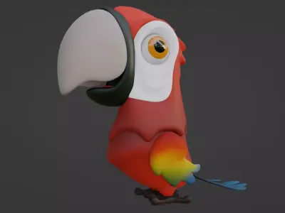 Cartoon Macaw Not Rigged 3D model
