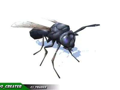 Low-Poly Wasp Insect Rigged Animated 3d model Low-poly 3D model